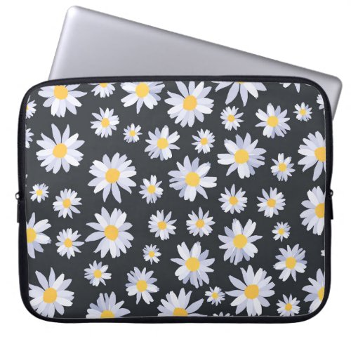 Classy White Daisy Flowers Botanical Laptop Sleeve