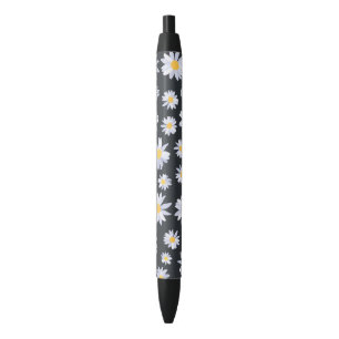 Classy White Daisy Flowers Botanical Pen