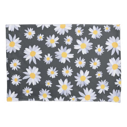 Classy White Daisy Flowers Botanical Pillow Case