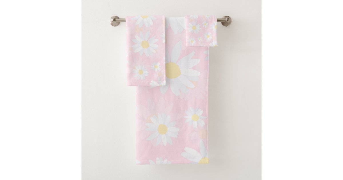 Sunflower Trio Design on White Bath HAND Towel 