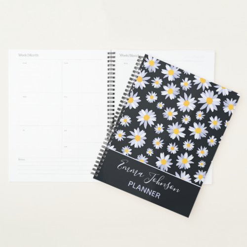 Classy White Daisy Flowers Botanical Planner