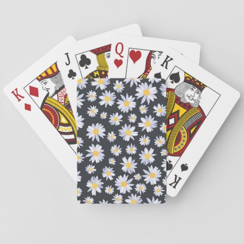 Classy White Daisy Flowers Botanical Poker Cards