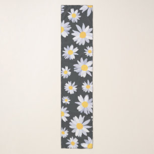Classy White Daisy Flowers Botanical Scarf