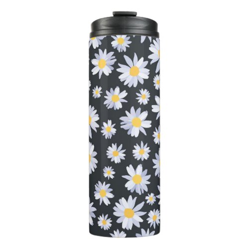 Classy White Daisy Flowers Botanical Thermal Tumbler