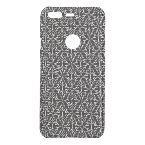 Classy White Fancy Scrolled Pattern on Black Uncommon Google Pixel Case