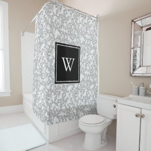 Classy White Faux Marble Personalized Shower Curtain