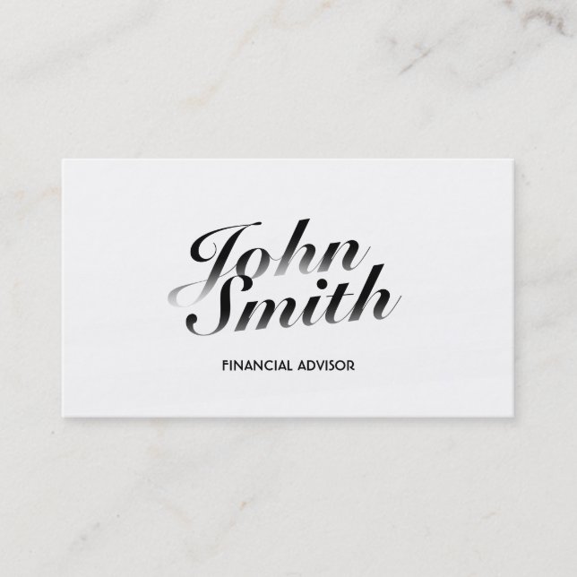 Classy White Financial Advisor Business Card (Front)