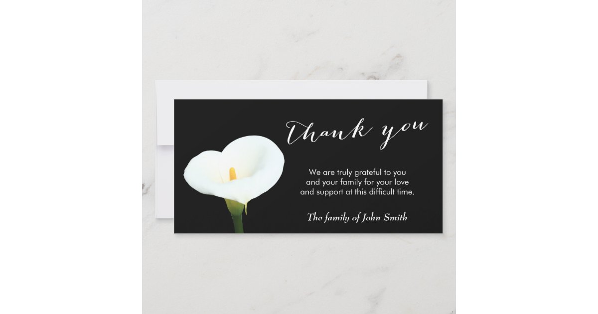 Classy White Flower Funeral Thank You Card | Zazzle
