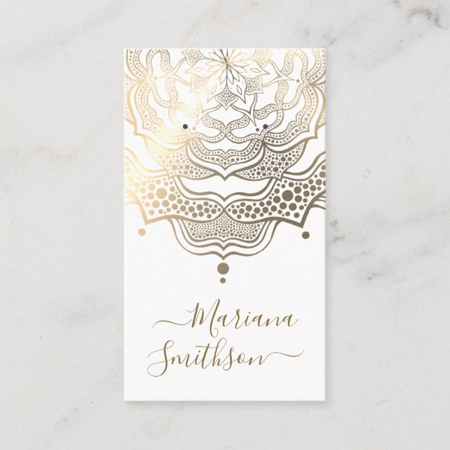  Classy White & Gold Mandala Earring Display Cards (Front)