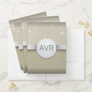 Classy white gold Metallic Elegant Pocket Folder