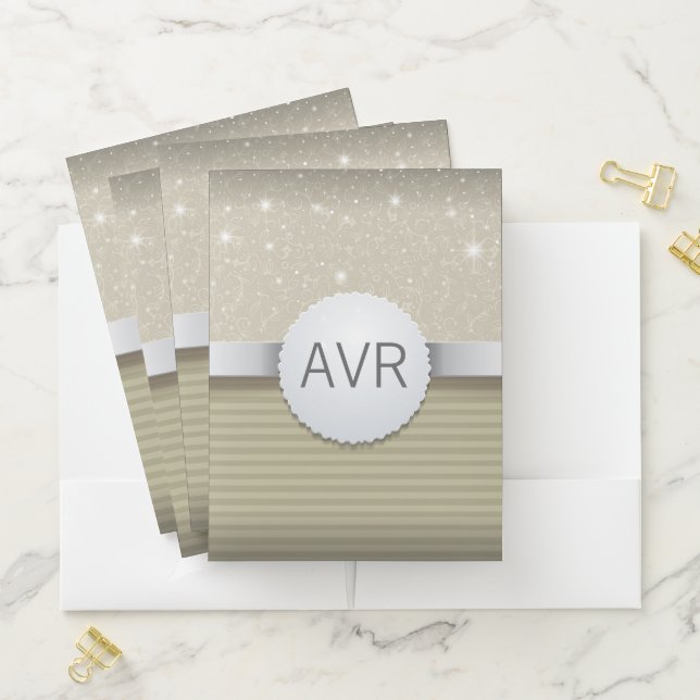 Classy white gold Metallic Elegant Pocket Folder (In Situ)