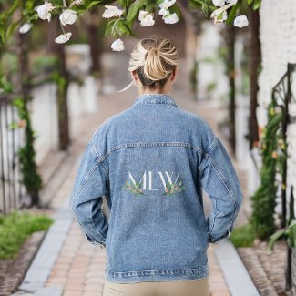 Classy White Initials with Blossoms and Branches