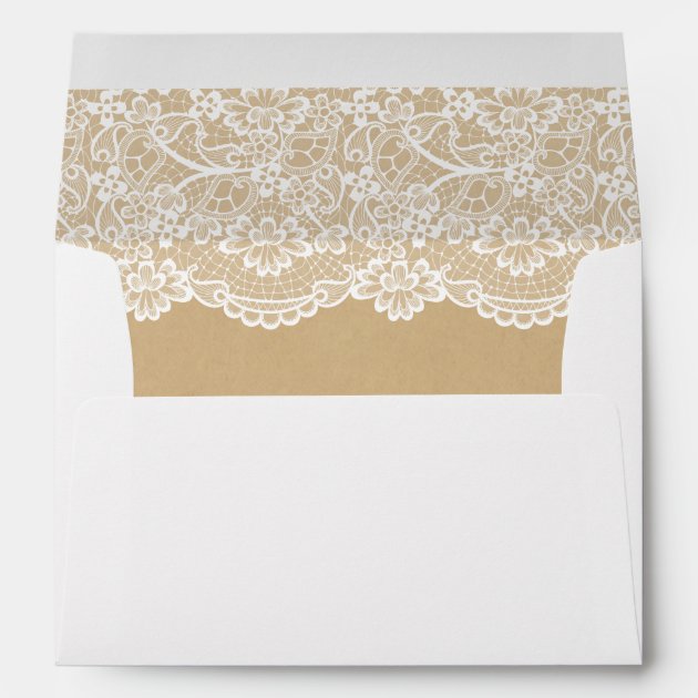 Classy White Lace Pattern Kraft Wedding 5x7 Envelope