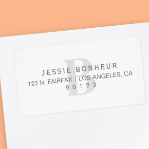 Classy White & Light Grey Return Address Label
