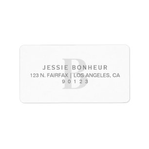 Classy White & Light Grey Return Address Label