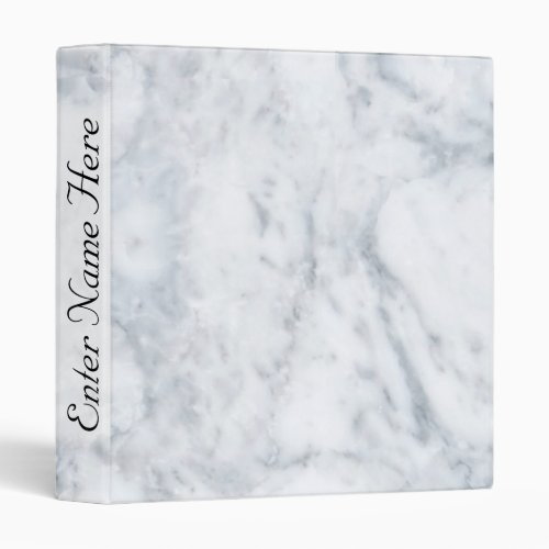 Classy White Marble Look Custom Text 3 Ring Binder
