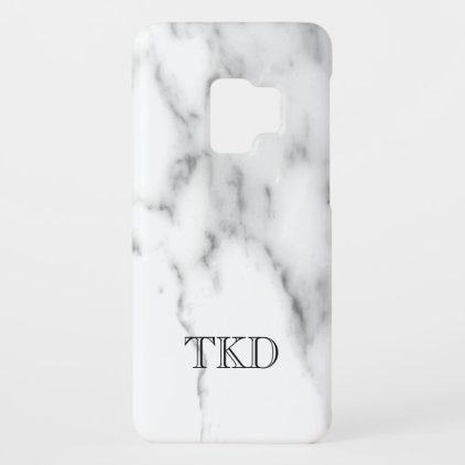 Classy white marble pattern custom monogram Case-Mate samsung galaxy s9 case