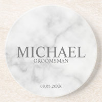 Classy White Marble Personalized Groomsmen