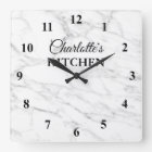 Classy white marble stone kitchen wall clock