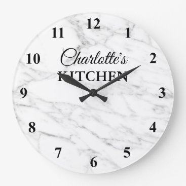Classy white marble stone kitchen wall clock