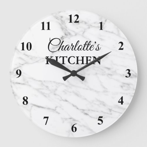 Classy white marble stone kitchen wall clock