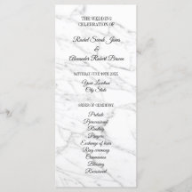 Classy white marble stone wedding ceremony program