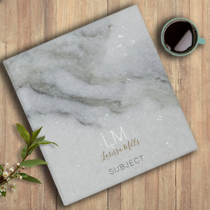 classy white marbled & monogrammed binder