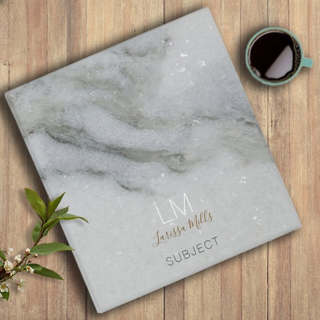 classy white marbled & monogrammed binder (Creator Uploaded)