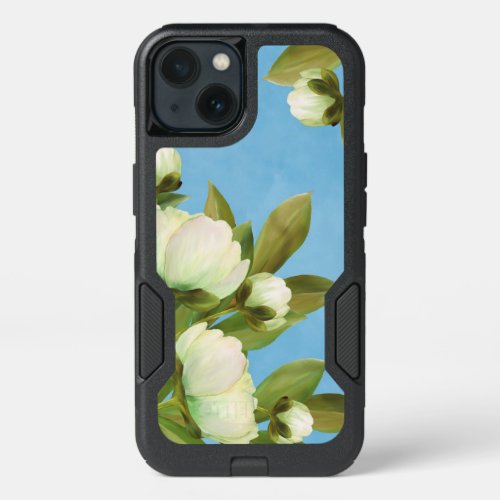 Classy White Peonies Floral Bouquet iPhone 13 Case