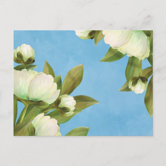 Classy White Peonies Floral Bouquet Postcard (Front)
