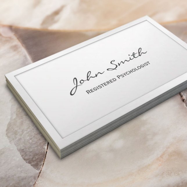 Classy White Registered Psychologist Business Card (Creator Uploaded)