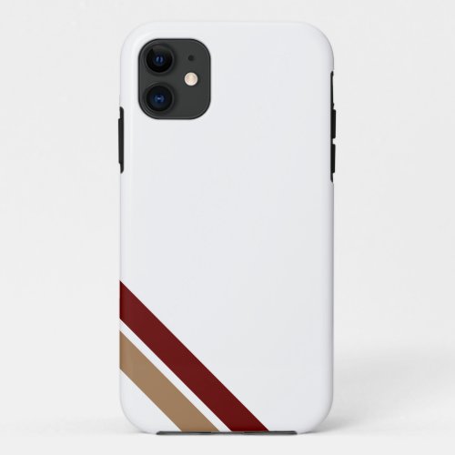 Classy White Retro Dark Red Brown Corner Stripes iPhone 11 Case