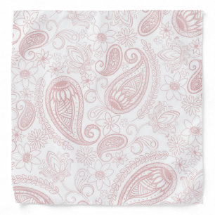 Classy White Rose Gold Glitter Paisley Floral Bandana