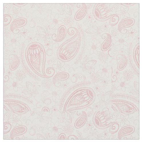 Classy White Rose Gold Glitter Paisley Floral Fabric