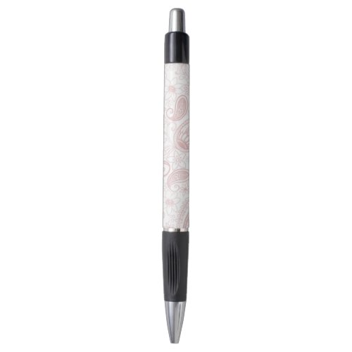 Classy White Rose Gold Glitter Paisley Floral Pen