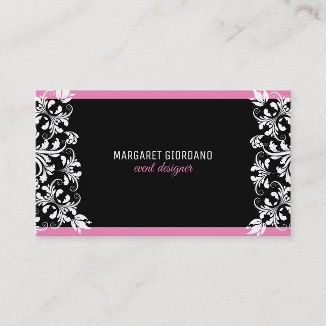 Classy White Swirls Business Card (Front)