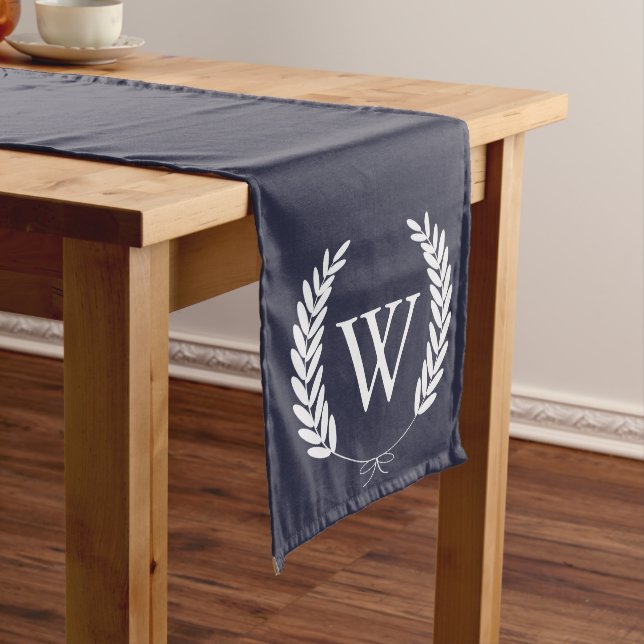 Classy White Wheat Laurels - Personalized Medium Table Runner (In Situ)