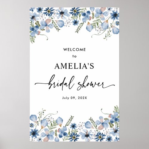 Classy Wildflowers Bridal Shower Welcome Posters