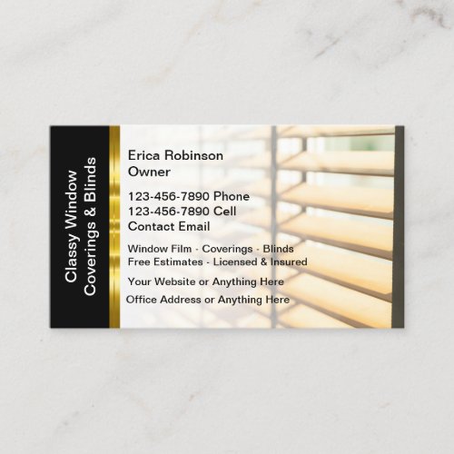 Classy Window Coverings And Blinds Business Card