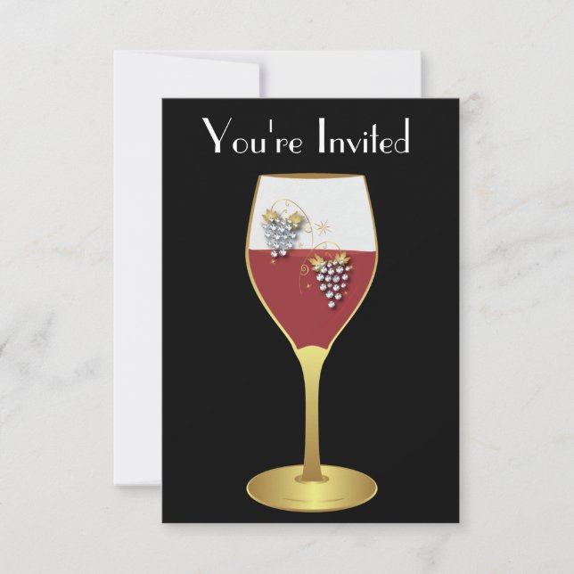 Classy Wine Glass Invitation for Events (Front)