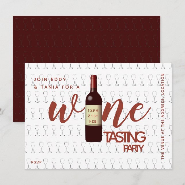 Classy Wine Tasting Party Invitations Minimalist (Front/Back)