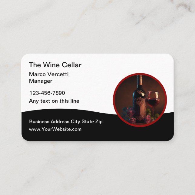 Classy Wine Theme Modern Business Cards (Front)