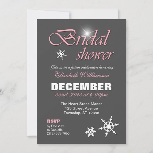 Classy Winter with Pink Bridal Shower Invitations