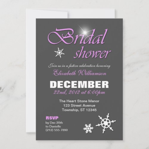 Classy Winter with Purple Bridal Shower Invitation