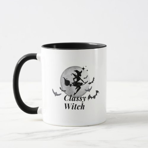 Classy Witch and Moon Halloween Mug