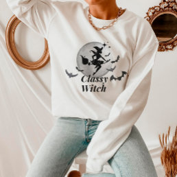 Classy Witch and Moon Halloween Sweatshirt