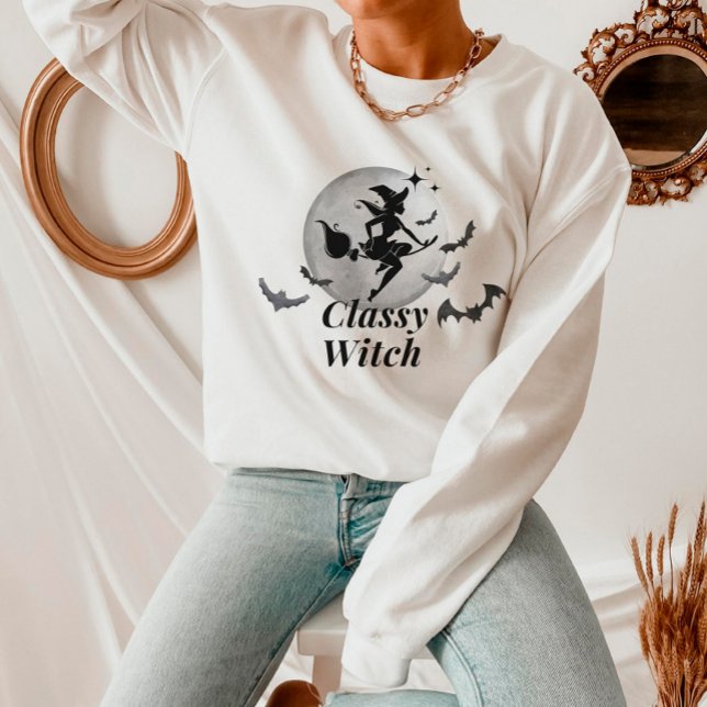 Classy Witch and Moon Halloween Sweatshirt (Creator Uploaded)