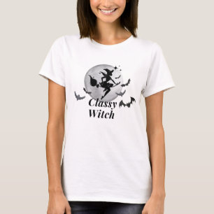 Classy Witch and Moon Halloween  T-Shirt