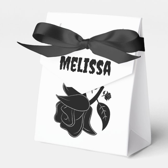 Classy Witch Rose & Black Cat Customizable Favor Boxes (Front Side)