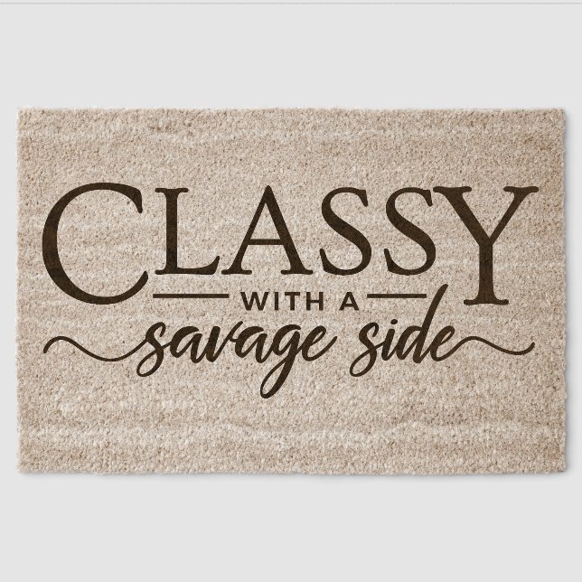 Classy with a Savage Side Coir Door Mat – Sassy Qu (Front)